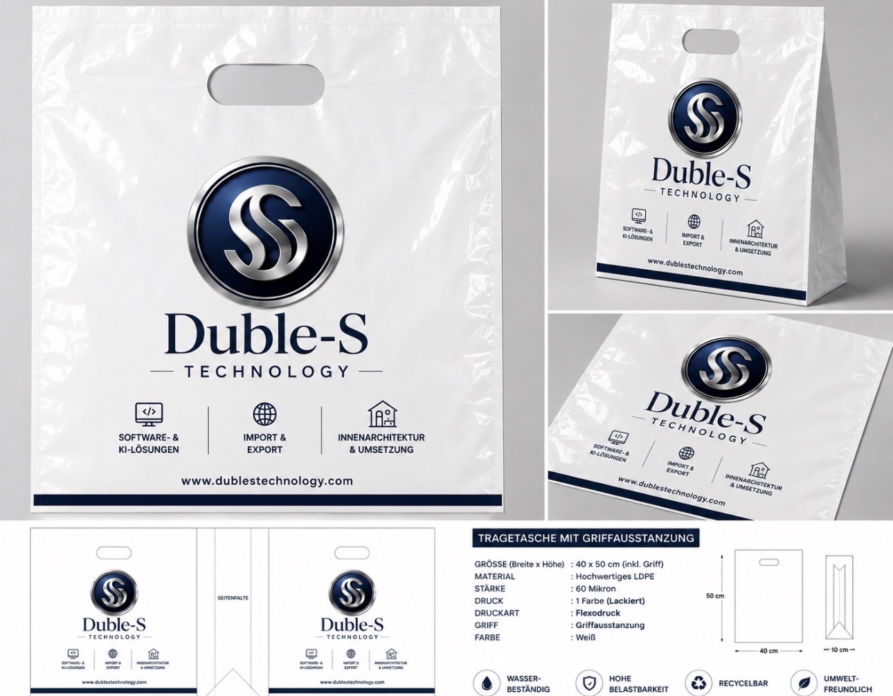 Duble-S El Geçmeli Taşıma Poşeti